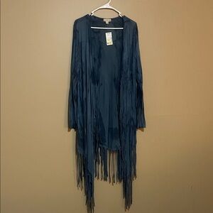 Live and Let Live Navy Fringe Cape